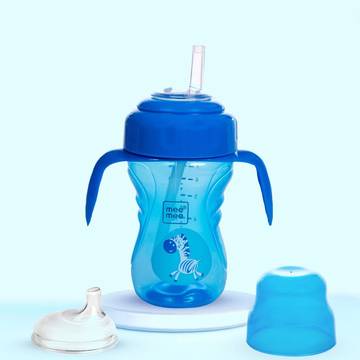 Mee Mee 2 in 1 Baby Feeding Cup with Spout and Straw (Blue)